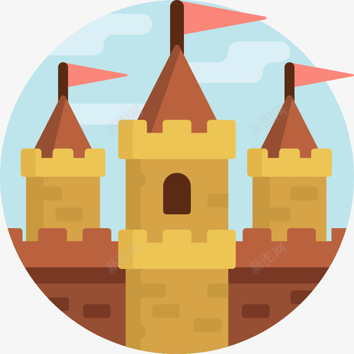 城堡魔法19平坦图标svg_新图网 https://ixintu.com 城堡 平坦 魔法
