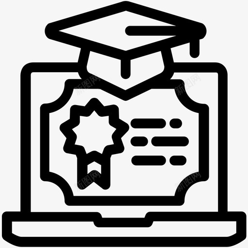 在线学习证书计算机图标svg_新图网 https://ixintu.com 在线学习 在线学习大纲 学生帽 教育 计算机 证书