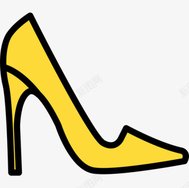 高跟鞋时尚4线性颜色图标图标