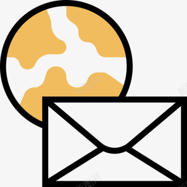 邮件邮政元素5黄色阴影图标图标