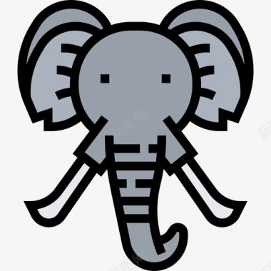大象动物头4线状颜色图标图标