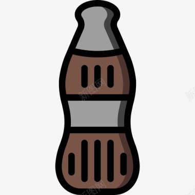 可乐甜品店线性颜色图标图标