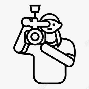 摄影师摄像师职业线图标图标