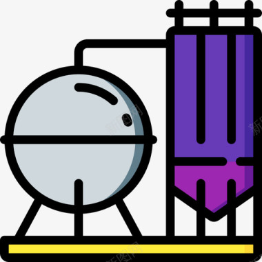 筒仓工业40线性颜色图标图标
