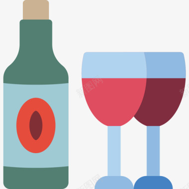 葡萄酒感恩节54平淡图标图标