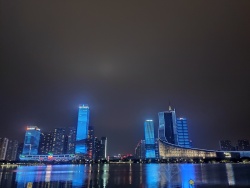 合肥市政务区天鹅湖夜景背景