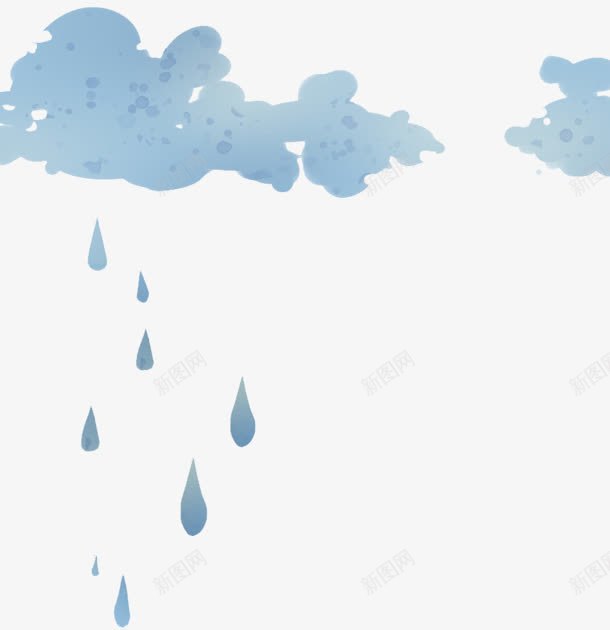 蓝色云雨滴卡通png免抠素材_新图网 https://ixintu.com 卡通 蓝色 雨滴