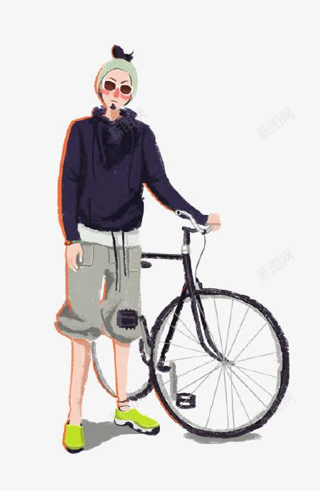 骑自行车的男人png免抠素材_新图网 https://ixintu.com 交通工具 出门 潮男 自行车