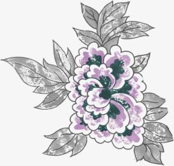 手绘紫色花朵植物创意素材
