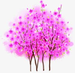 粉色梦幻花朵树木素材