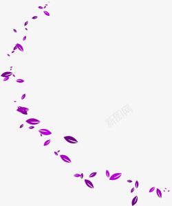 紫色简约树叶漂浮素材