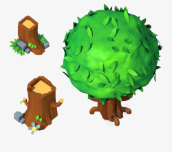 绿色卡通树木图案素材