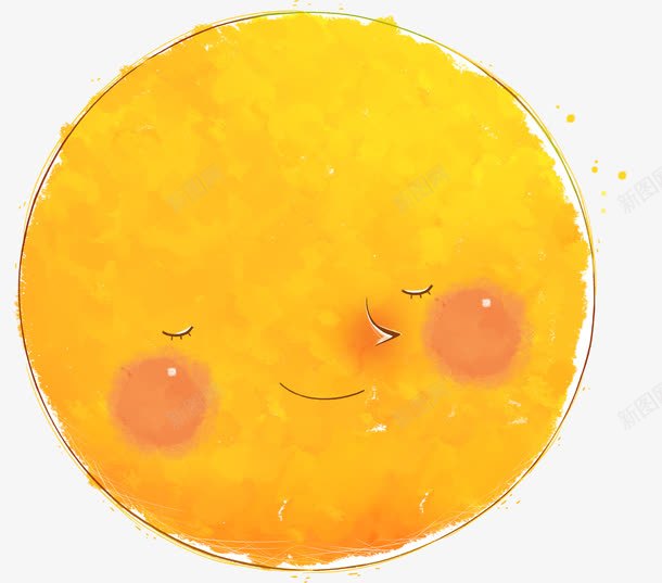 圆圆的太阳png免抠素材_新图网 https://ixintu.com 太阳 手绘 黄色