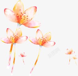 手绘粉色唯美手绘植物花朵素材