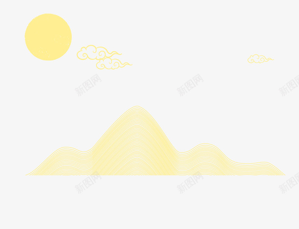 筋斗云江山线条psd免抠素材_新图网 https://ixintu.com 云 圆 太阳 江山 祥云 线条