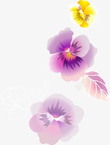 手绘精美紫色花朵素材