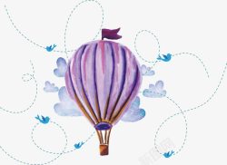 国际旅游日水彩手绘热气球高清图片