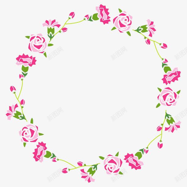 粉色玫瑰png免抠素材_新图网 https://ixintu.com 唯美 玫瑰花墙 花圈 装饰 边框