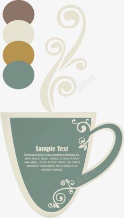 抽象彩绘茶壶茶杯创意茶具素材