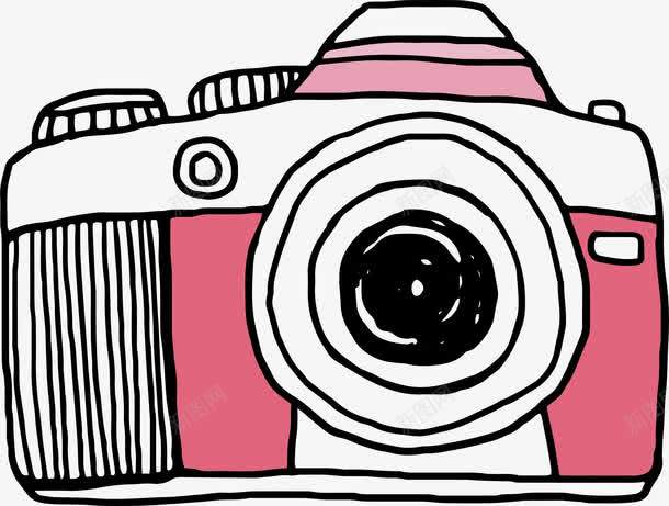 粉红色手绘单反相机png免抠素材_新图网 https://ixintu.com 单反相机 手绘相机 矢量素材 粉红色相机