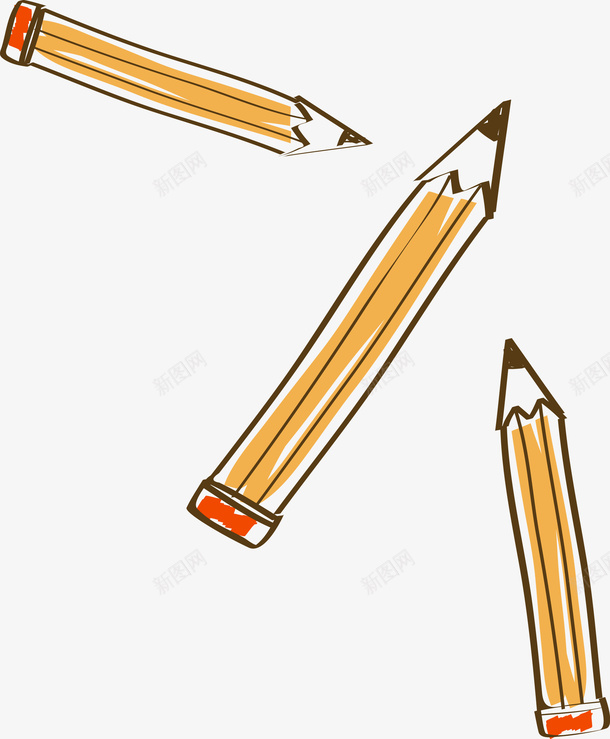 手绘铅笔矢量图eps免抠素材_新图网 https://ixintu.com PPT PPT元素 卡通 手绘铅笔 铅笔 黄色铅笔 矢量图