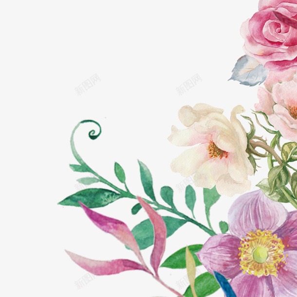 手绘的植物png免抠素材_新图网 https://ixintu.com PNG图形 植物 绿叶 花朵 装饰