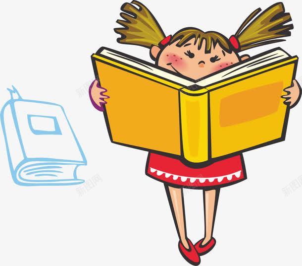 读书的女孩png免抠素材_新图网 https://ixintu.com 听讲 图书 孩子 移动学习 认真