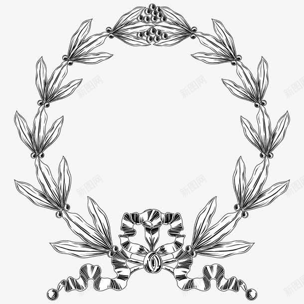复古叶子花纹png免抠素材_新图网 https://ixintu.com 精美花纹 花环 边框素材