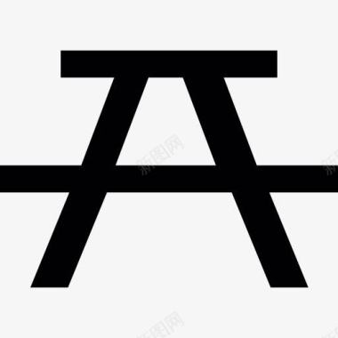 野餐桌上的剪影图标图标