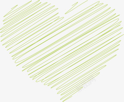 绿色手绘心线条矢量图素材