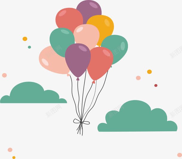 云间的气球束png免抠素材_新图网 https://ixintu.com 彩色气球 气球 气球束 氢气球 矢量png