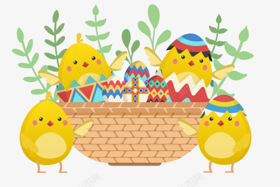 可爱小鸡复活节插画图标图标