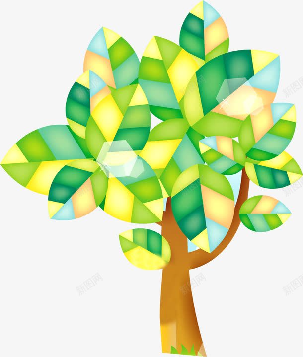 绿色卡通炫丽树木创意png免抠素材_新图网 https://ixintu.com 创意 卡通 树木 绿色