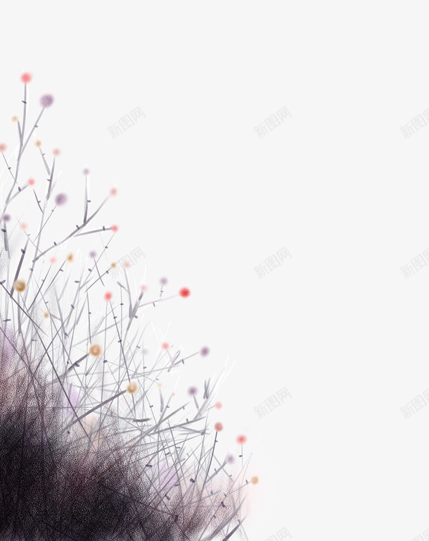 树枝彩色斑点背景png免抠素材_新图网 https://ixintu.com 彩色 斑点 树枝 素材背景