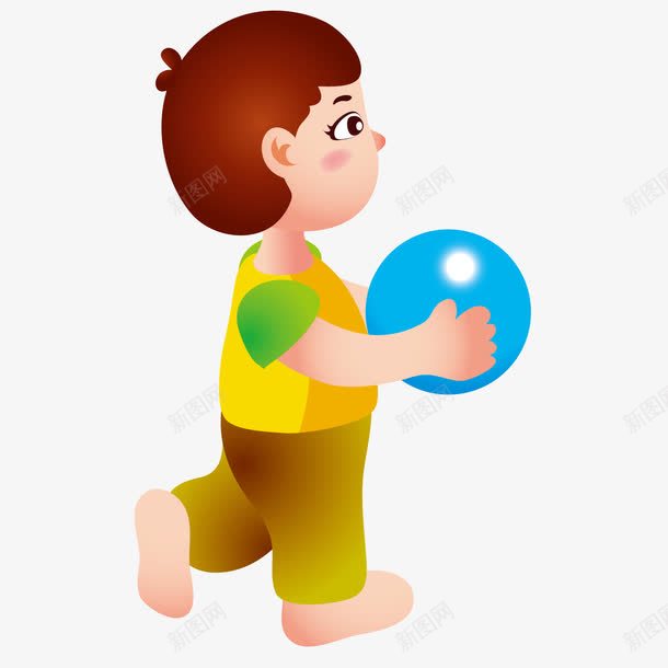 玩皮球的女孩png免抠素材_新图网 https://ixintu.com 卡通 男孩 皮球