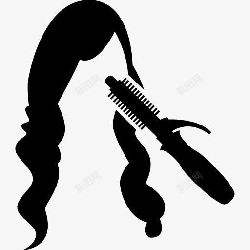 女性的头发和卷发器图标png_新图网 https://ixintu.com 卷发器 发廊 头发 女 工具 工具和用具 长长的头发