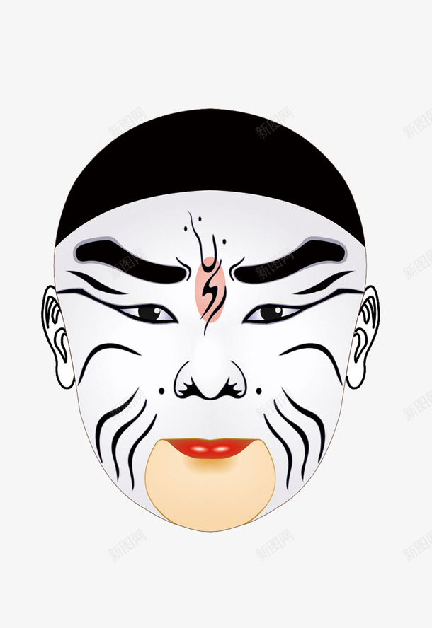 中国传统脸谱png免抠素材_新图网 https://ixintu.com 中国风 传统文化 白黑两色 脸谱