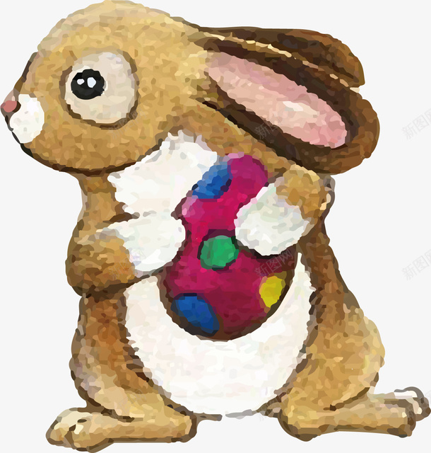 抱着玩具的兔子矢量图ai免抠素材_新图网 https://ixintu.com 兔子 创意 卡通 商务 彩色 手绘 玩具 简约 矢量图