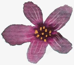 手绘黑紫色花朵装饰素材