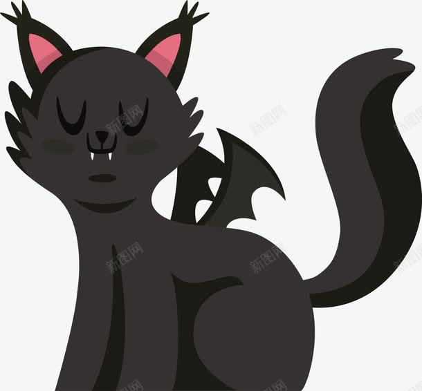 万圣节可爱黑猫png免抠素材_新图网 https://ixintu.com 万圣节 万圣节黑猫 可爱黑猫 矢量png 闭眼黑猫 黑猫