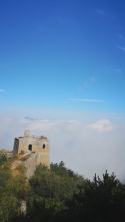 长城蓝天白云背景