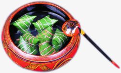 绿色长粽食物圆钵素材