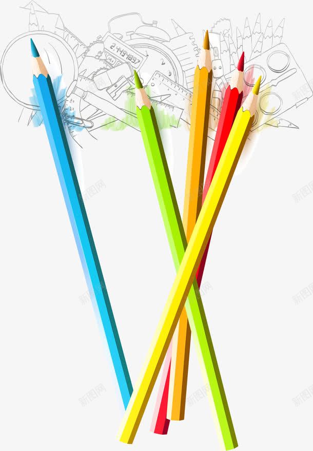 手绘彩色铅笔素描图案png免抠素材_新图网 https://ixintu.com 图案 彩色 手绘 素描 铅笔