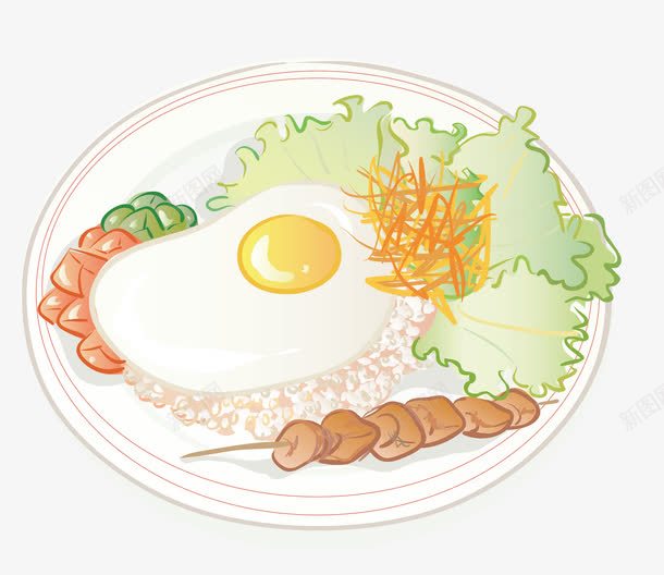 卡通米饭png免抠素材_新图网 https://ixintu.com 卡通 卡通米饭 卡通食物 手绘米饭 米饭 美食 荷包蛋 食物