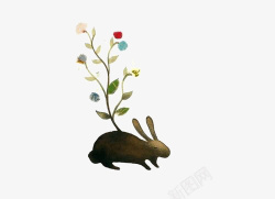 兔子和植物素材