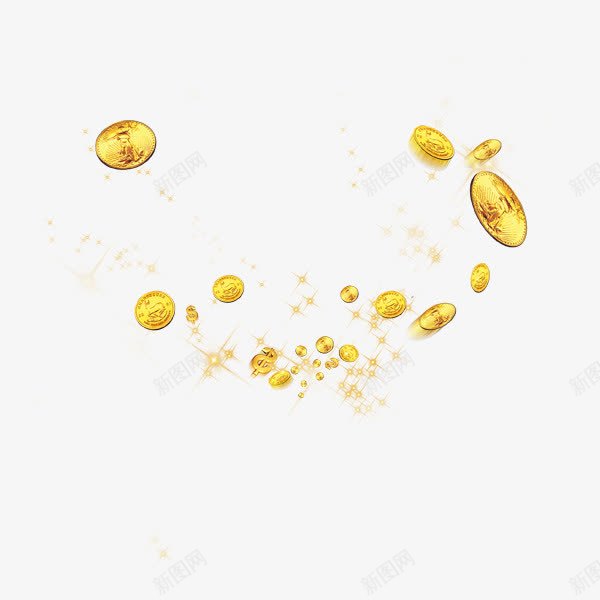 金色漂浮金币png免抠素材_新图网 https://ixintu.com 圆形 大小 漂浮 金色
