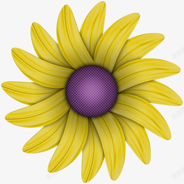 卡通手绘向日癸png免抠素材_新图网 https://ixintu.com 植物 紫色 花瓣 装饰花朵 黄色