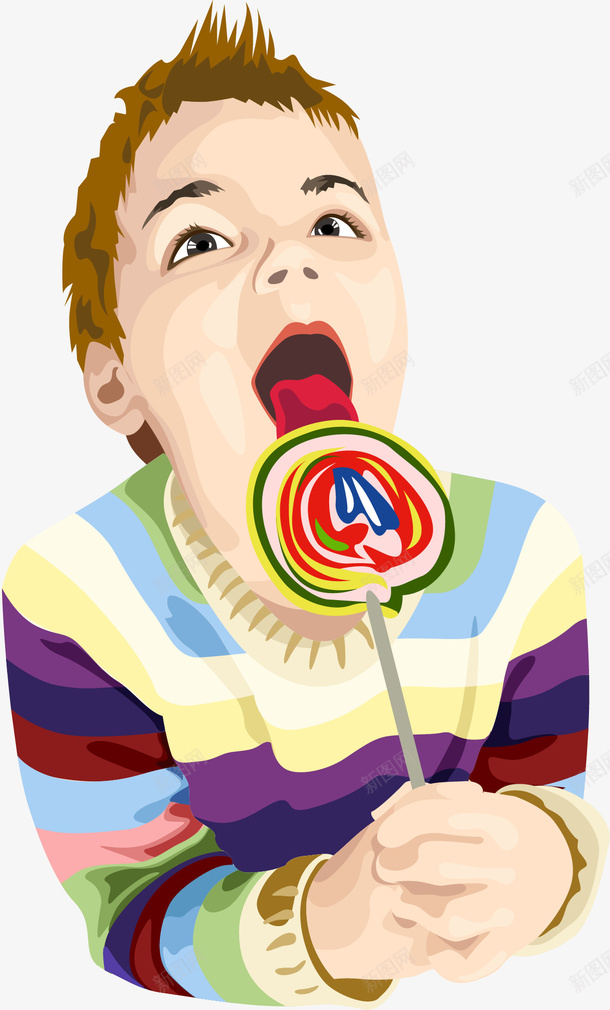 手绘吃糖的男孩矢量图ai免抠素材_新图网 https://ixintu.com 可爱 吃糖的男孩 手绘 矢量图