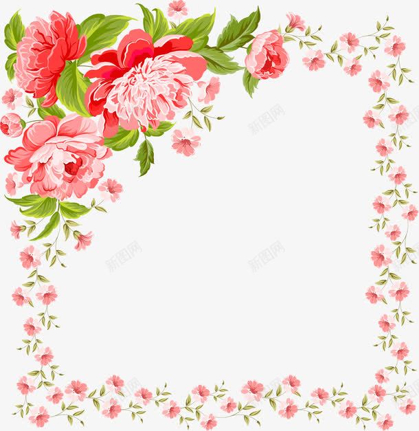 手绘粉色花朵边框png免抠素材_新图网 https://ixintu.com 手绘花朵 粉色花朵 花朵边框