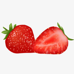 红草莓新鲜绿叶红草莓高清图片